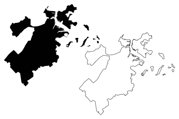 ボストン市 アメリカ合衆国 アメリカ合衆国の都市米国市 地図ベクトル図 フリーハンド スケッチ ボストン市地図 — ストックベクタ