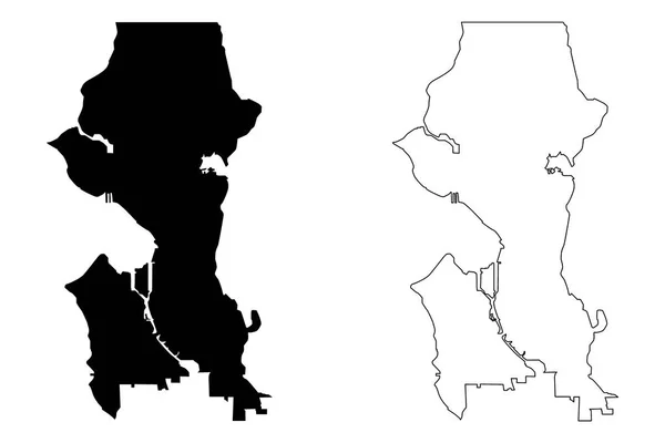 Міста Сіетл Сша Міст Сполучені Штати Америки Сша Місто Карта — стоковий вектор