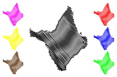 Amapa (bölge Brezilya'nın, federal devlet, Brezilya Federatif Cumhuriyeti) harita vektör çizim, karalama taslak Amapa harita