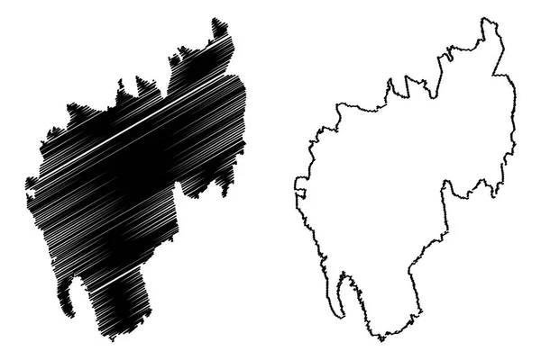 トリプラ州 州および連合領域インド 連合州 インド共和国の ベクトル図 フリーハンド スケッチ トリプラ州地図マップ — ストックベクタ