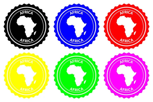 Afrika Lastik Damgası Vektör Afrika Kıta Harita Desen Etiket Siyah — Stok Vektör
