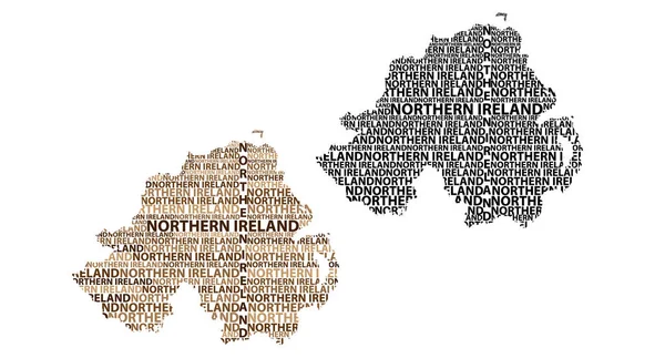 北アイルランド 北アイルランドの手紙本文マップ スケッチ マップ北アイルランド 大陸の形で茶色し 黒のベクトル図 — ストックベクタ