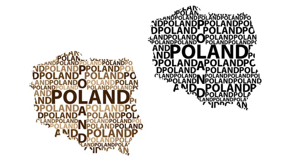 Польща Лист Текст Карти Республіка Польща Формі Континенту Карта Польща — стоковий вектор