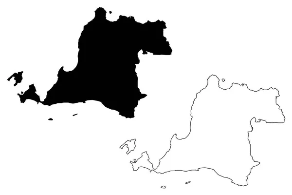 Banten Subdivisões Indonésia Províncias Indonésia Mapa Ilustração Vetorial Esboço Rabiscos — Vetor de Stock