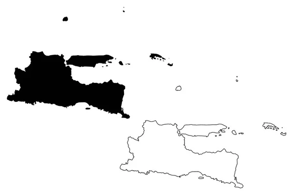Java Oriental Subdivisiones Indonesia Provincias Indonesia Mapa Vector Ilustración Boceto — Vector de stock