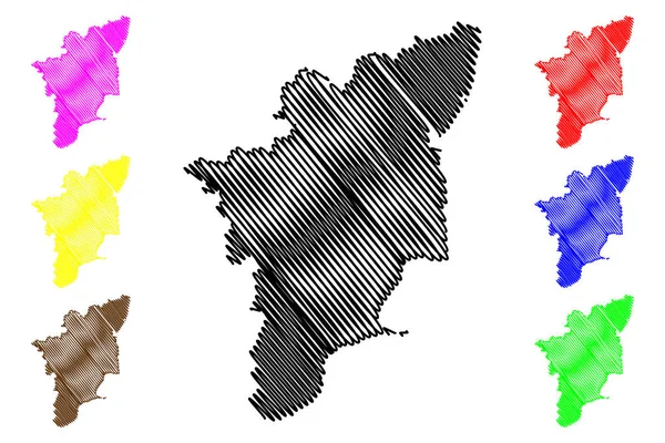 Tamil Nadu States Unique Territories India Federated States Republic India — стоковый вектор