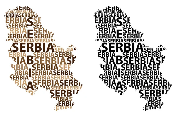 Sketch Serbia Letter Text Map Repubblica Serbia Nella Forma Del — Vettoriale Stock