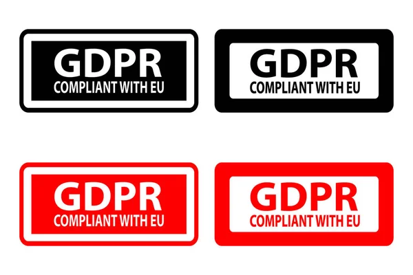 Gumibélyegző Vektor Fekete Piros Általános Adatvédelmi Rendeletben Kompatibilis Gdpr — Stock Vector