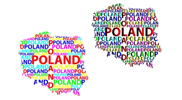 Skizze Polenbrief Textkarte Republik Polen Der Form Des Kontinents Kartenpolen — Stockvektor