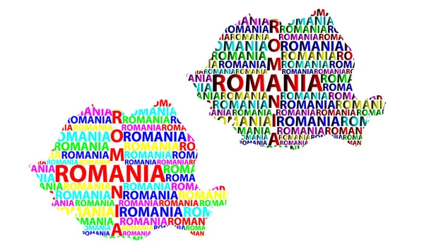 Sketch Romania Letter Text Map Romania Nella Forma Del Continente — Vettoriale Stock