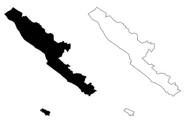Bengkulu (alt bölümleri Endonezya, Endonezya İlleri) harita vektör çizim, karalama taslak Bencoolen veya İngiliz Bencoolen harita