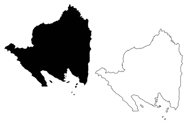 ランプン 下位区分のインドネシア インドネシア地方 地図ベクトル図 フリーハンド スケッチ ランプン州地図 — ストックベクタ