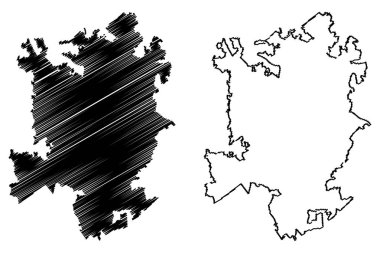 Charlotte Şehir (Amerika Birleşik Devletleri şehirler, Amerika Birleşik Devletleri, ABD Şehir) harita vektör çizim, karalama taslak Charlotte Şehir Haritası