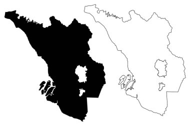 İstanbul (eyalet ve federal bölgelerde Malezya, Malezya Federasyonu) harita vektör çizim, karalama taslak İstanbul UGB Ehsan harita