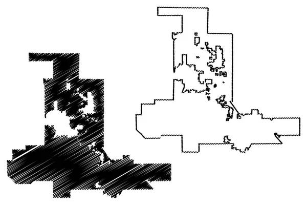 拉斯维加斯市 美国城市 地图矢量插图 涂鸦素描城市拉斯维加斯地图 — 图库矢量图片