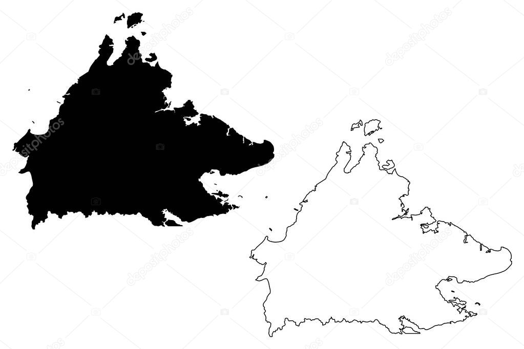 Sabah (States and federal territories of Malaysia, Federation of Malaysia) map vector illustration, scribble sketch Sabah map