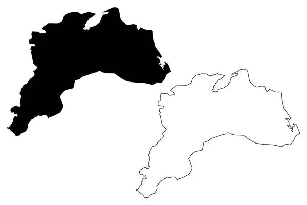 Burdur Provincias República Turquía Mapa Vector Ilustración Boceto Garabato Burdur — Vector de stock