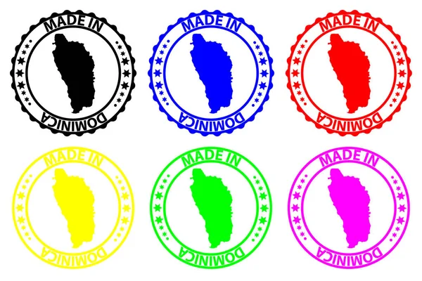 ドミニカ国 ゴム印 ベクトル ドミニカ国マップ パターン 紫と赤製 — ストックベクタ