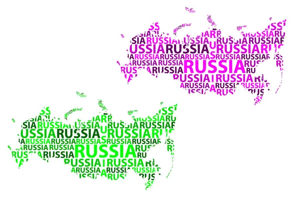 Esboço Rússia Carta Mapa Texto Federação Russa Forma Continente Mapa —  Vetores de Stock