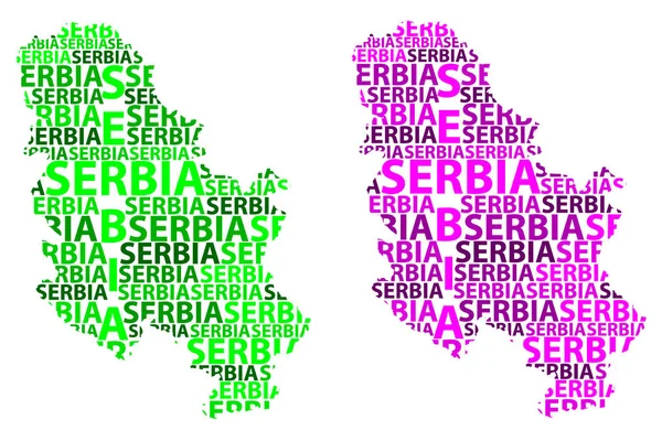 Croquis Serbie Lettre Carte Texte République Serbie Forme Continent Carte — Image vectorielle