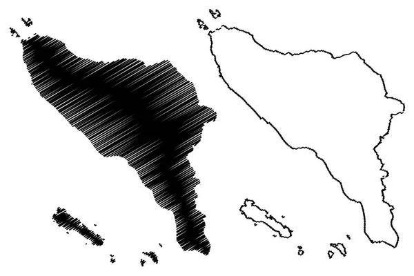 Aceh Underavdelningar Indonesien Provinserna Indonesien Karta Vektorillustration Frihand Skiss Aceh — Stock vektor