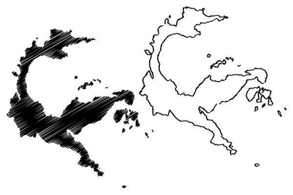 中部苏拉威西 印度尼西亚分部 印度尼西亚的省 地图向量例证 涂鸦剪影苏拉威西Tenah — 图库矢量图片