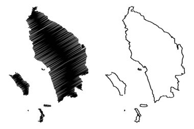 Kuzey Sumatra (alt bölümleri Endonezya, Endonezya İlleri) harita vektör çizim, karalama taslak Sumatera Utara harita