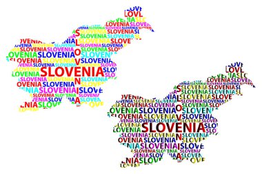 Slovenya harfi metin harita, Slovenya Cumhuriyeti - kıta, harita Slovenya - renk vektör çizim şeklinde kroki
