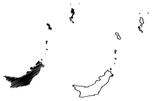 Nordsulawesi Unterteilungen Indonesien Provinzen Indonesien Kartenvektorillustration Kritzelskizze Sulawesi Utara Karte — Stockvektor