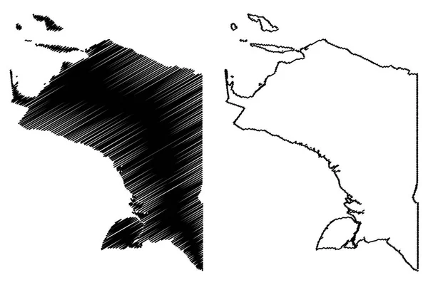 Papua Subdivisões Indonésia Províncias Indonésia Mapa Ilustração Vetorial Esboço Rabiscos — Vetor de Stock
