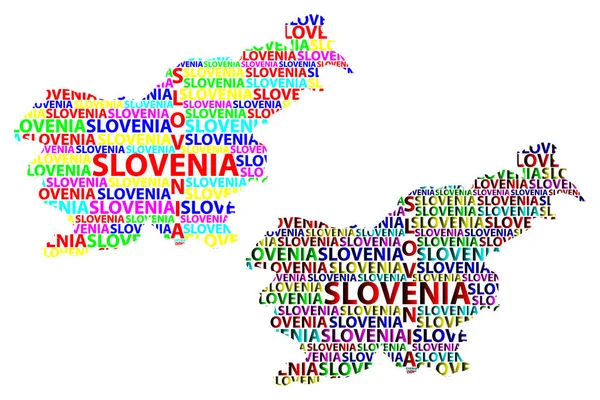 Schets Van Slovenië Brief Tekst Kaart Republiek Slovenië Vorm Van — Stockvector