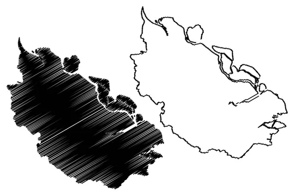 リアウ 下位区分のインドネシア インドネシア地方 地図ベクトル図 フリーハンド スケッチ リアウ州地図 — ストックベクタ