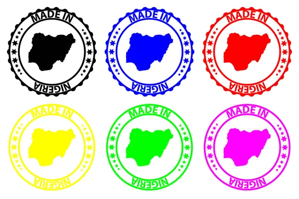 Made Nigeria Carimbo Borracha Vetor Nigéria Mapa Padrão Preto Azul —  Vetores de Stock