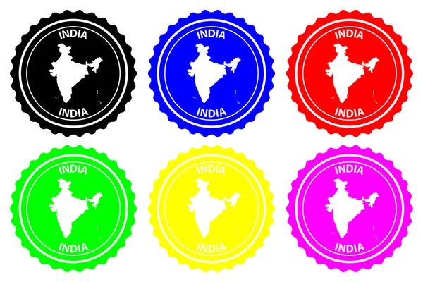 India Rubber Stamp Vector Republic India Map Pattern Sticker Black — Stock Vector