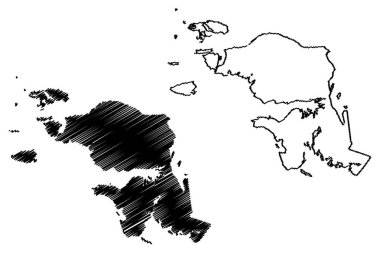Batı Papua (alt bölümleri Endonezya, Endonezya İlleri) harita vektör çizim, karalama taslak Papua Barat (Batı Yeni Gine) harita