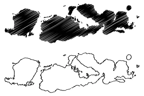 West Nusa Tenggara Unterteilungen Von Indonesien Provinzen Von Indonesien Kartenvektorillustration — Stockvektor