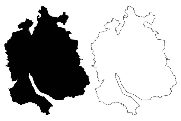 チューリッヒ スイスのカントン スイスのカントンのスイス連邦 ベクトル図 フリーハンド スケッチ カントン チューリッヒ マップをマップ — ストックベクタ