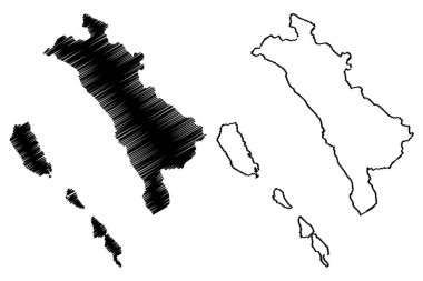 Batı Sumatra (alt bölümleri Endonezya, Endonezya İlleri) harita vektör çizim, karalama taslak Sumatera Barat harita