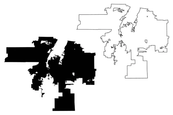 アルバカーキ市 アメリカ合衆国 アメリカ合衆国の都市米国市 地図ベクトル図 フリーハンド スケッチ アルバカーキ市地図 — ストックベクタ