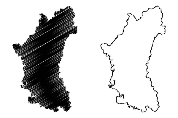 Perak 马来西亚各州和联邦领土 马来西亚联邦 地图矢量插图 涂鸦素描 Perak Darul Ridzuan — 图库矢量图片