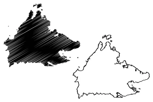 Sabah Bundesstaaten Und Bundesgebiete Von Malaysia Föderation Von Malaysia Kartenvektorillustration — Stockvektor