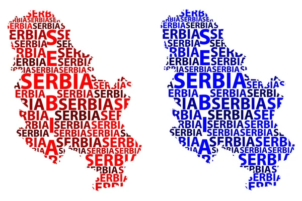 Sketch Serbia Letter Text Map Repubblica Serbia Nella Forma Del — Vettoriale Stock