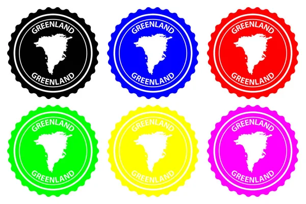 Groenland Rubber Stamp Vector Groenland Kaart Patroon Sticker Zwart Groen — Stockvector
