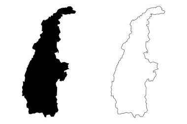 Sagaing bölge (idari yapılanması Myanmar, Myanmar Birliği, Burma Cumhuriyeti) harita vektör çizim, karalama taslak Sagaing Division harita