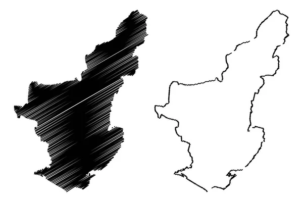Adana Provincií Turecké Republiky Mapa Vektorové Ilustrace Klikyháky Situační Mapa — Stockový vektor