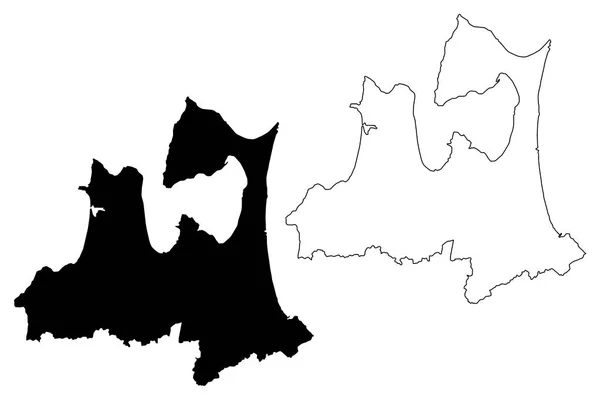 青森県 日本の都道府県の行政区画 地図ベクトル図 フリーハンド スケッチ青森地図 — ストックベクタ