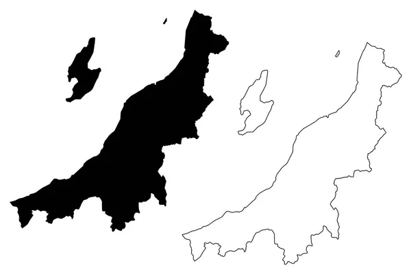 Niigata Präfektur Verwaltungsteile Japans Präfekturen Japans Kartenvektorillustration Kritzelskizze Niigata Karte — Stockvektor
