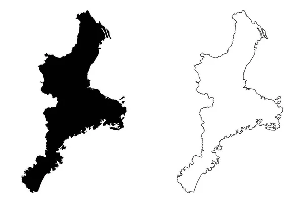 Prefeitura Mie Divisões Administrativas Japão Prefeituras Japão Mapa Ilustração Vetorial — Vetor de Stock