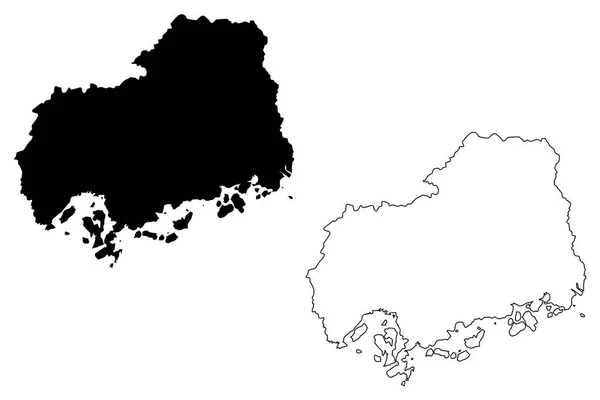 Префектура Хіросіма Адміністративно Територіальний Поділ Японії Префектурах Японії Карту Векторні — стоковий вектор