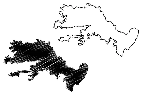 土耳其共和国各省 地图向量例证 涂鸦素描 Mugla 里地图 — 图库矢量图片